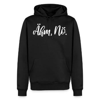 Ähm, Nö. - Männer Premium Bio Hoodie - Schwarz - Vorne - Nico (187cm)