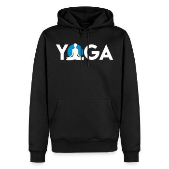 yoga sonne - meditation - Wellness - Männer Premium Bio Hoodie - Schwarz - Vorne - Nico (187cm)