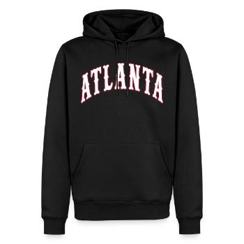 Atlanta - Männer Premium Bio Hoodie - Schwarz - Vorne - Nico (187cm)