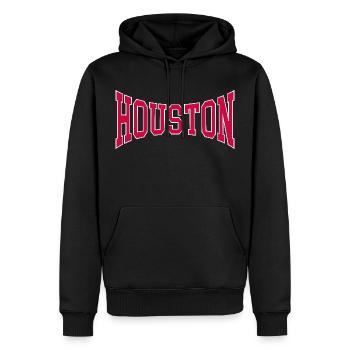 Houston - Männer Premium Bio Hoodie - Schwarz - Vorne - Nico (187cm)