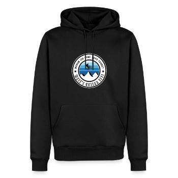 Warum ich ohne Akku fahre? Weil´s geiler ist! - Männer Premium Bio Hoodie - Schwarz - Vorne - Nico (187cm)