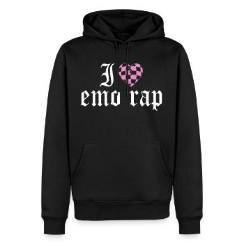 J'Adore L'Emo Rap J'aime La Musique Emo Rap - Sweat à capuche Premium bio Homme - noir - Devant - Nico (187cm)