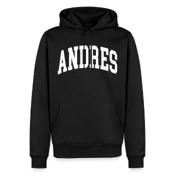 Andres - Männer Premium Bio Hoodie - Schwarz - Vorne - Nico (187cm)
