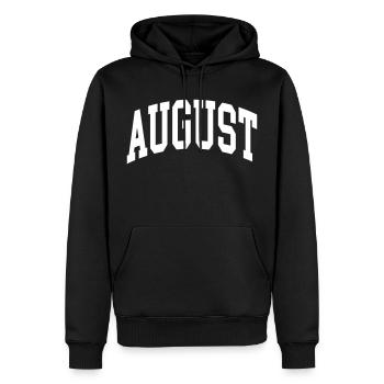 August - Männer Premium Bio Hoodie - Schwarz - Vorne - Nico (187cm)