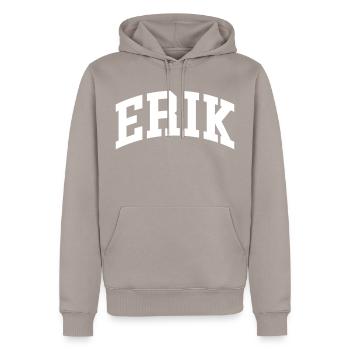 Erik - Männer Premium Bio Hoodie - Taupe - Vorne - Nico (187cm)