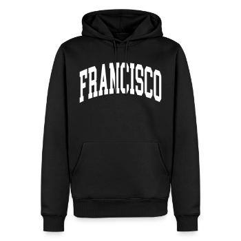 Francisco - Men’s Premium Organic Hoodie - black - Front - Nico (187cm)