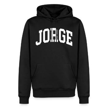 Jorge - Männer Premium Bio Hoodie - Schwarz - Vorne - Nico (187cm)