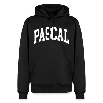 Pascal - Männer Premium Bio Hoodie - Schwarz - Vorne - Nico (187cm)