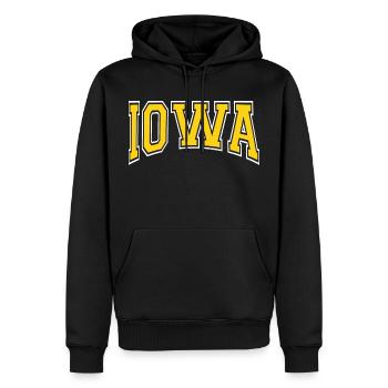 Iowa - Männer Premium Bio Hoodie - Schwarz - Vorne - Nico (187cm)