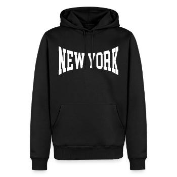 New York - Sweat à capuche Premium bio Homme - noir - Devant - Nico (187cm)