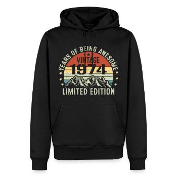 Gift to Celebrate Your Birth Year 1974 - Men’s Premium Organic Hoodie - black - Front - Nico (187cm)