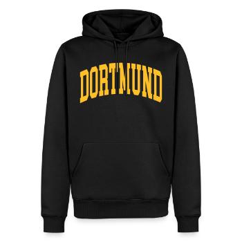 Dortmund - Männer Premium Bio Hoodie - Schwarz - Vorne - Nico (187cm)