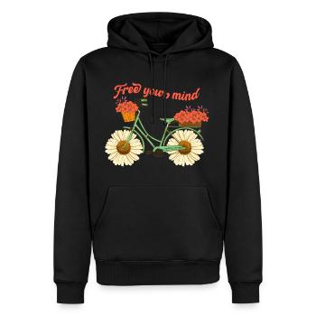 Free your mind - Men’s Premium Organic Hoodie - black - Front - Nico (187cm)