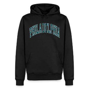 Philadelphia - Männer Premium Bio Hoodie - Schwarz - Vorne - Nico (187cm)