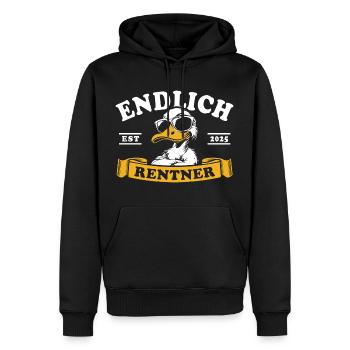 Endlich Rentner Est. 2025 Ente - Ruhestand - Ente - Männer Premium Bio Hoodie - Schwarz - Vorne - Nico (187cm)