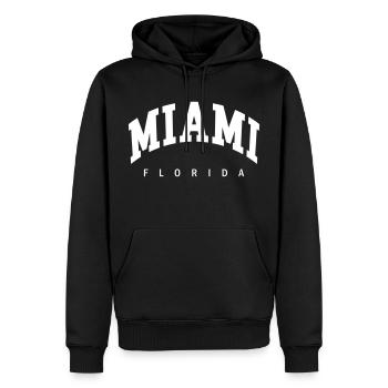Miami - Männer Premium Bio Hoodie - Schwarz - Vorne - Nico (187cm)