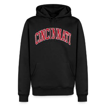 Cincinnati - Männer Premium Bio Hoodie - Schwarz - Vorne - Nico (187cm)