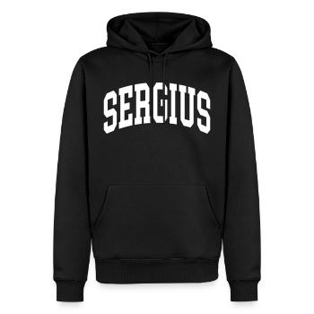 Serge - Sweat à capuche Premium bio Homme - noir - Devant - Nico (187cm)