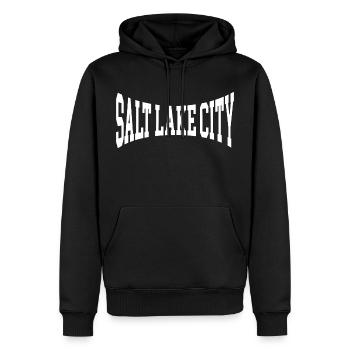 Salt Lake City - Sweat à capuche Premium bio Homme - noir - Devant - Nico (187cm)