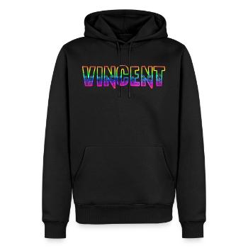 vincent rs arc-en-ciel - Sweat à capuche Premium bio Homme - noir - Devant - Nico (187cm)