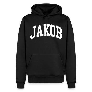 Jacob - Sweat à capuche Premium bio Homme - noir - Devant - Nico (187cm)