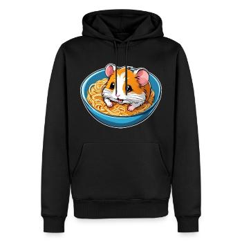 Niedlicher Hamster mit Ramen Suppe - Männer Premium Bio Hoodie - Schwarz - Vorne - Nico (187cm)