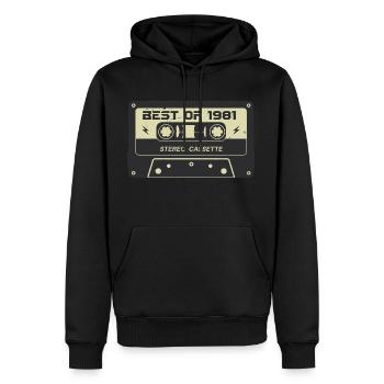 Retro Kassette 1981 vintage 1981 Geburtstag 1981 - Männer Premium Bio Hoodie - Schwarz - Vorne - Nico (187cm)