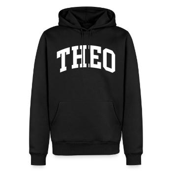 Theo - Männer Premium Bio Hoodie - Schwarz - Vorne - Nico (187cm)
