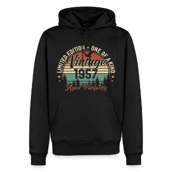 Jahrgang 1957 Retro 1957 Geburtstagsgeschenk 1957 - Männer Premium Bio Hoodie - Schwarz - Vorne - Nico (187cm)