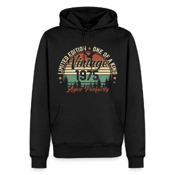 Vintage 1975 Rétro 1975 Cadeau D'anniversaire 1975 - Sweat à capuche Premium bio Homme - noir - Devant - Nico (187cm)