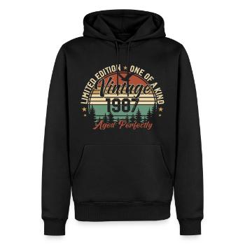 Vintage 1987 Rétro 1987 Cadeau D'anniversaire 1987 - Sweat à capuche Premium bio Homme - noir - Devant - Nico (187cm)
