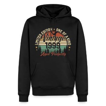 Jahrgang 1999 Retro 1999 Geburtstagsgeschenk 1999 - Männer Premium Bio Hoodie - Schwarz - Vorne - Nico (187cm)