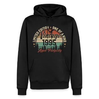 Jahrgang 1995 Retro 1995 Geburtstagsgeschenk 1995 - Männer Premium Bio Hoodie - Schwarz - Vorne - Nico (187cm)