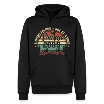 Jahrgang 2009 Retro 2009 Geburtstagsgeschenk 2009 - Männer Premium Bio Hoodie - Schwarz - Vorne - Nico (187cm)