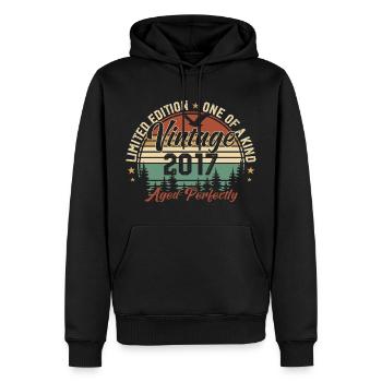 Vintage 2017 Rétro 2017 Cadeau D'anniversaire 2017 - Sweat à capuche Premium bio Homme - noir - Devant - Nico (187cm)