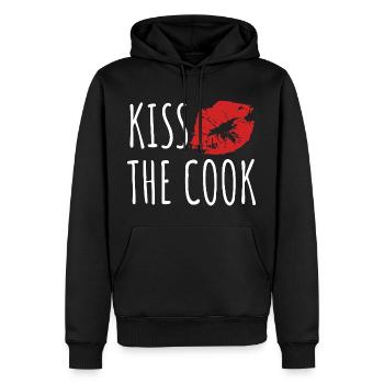 Embrasser le cuisinier - kochen - Spruch - Sweat à capuche Premium bio Homme - noir - Devant - Nico (187cm)