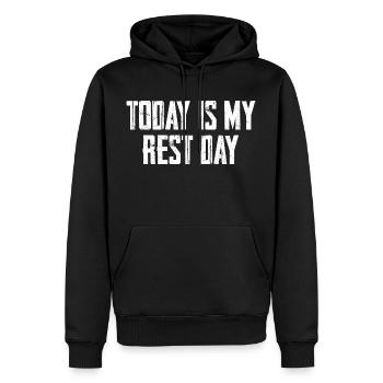 Aujourd’hui, c’est mon jour de repos - Sweat à capuche Premium bio Homme - noir - Devant - Nico (187cm)