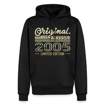 August 2005 Geburtstag August 2005 August 2005 Retro - Männer Premium Bio Hoodie - Schwarz - Vorne - Nico (187cm)