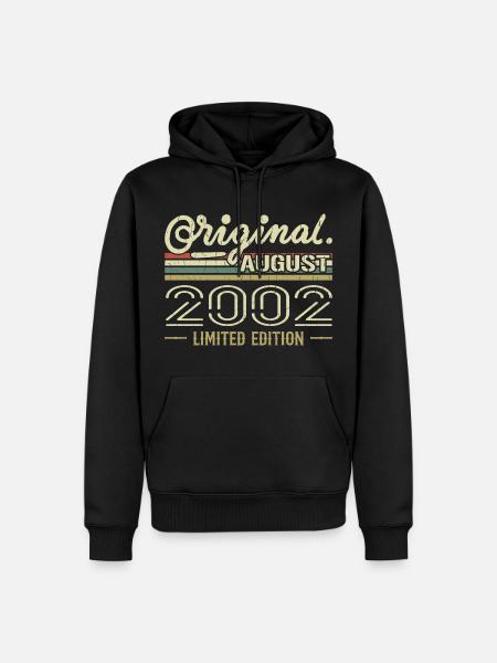 August 2002 Fødselsdag August 2002 August 2002 Retro - Herre Premium økologisk hoodie - sort