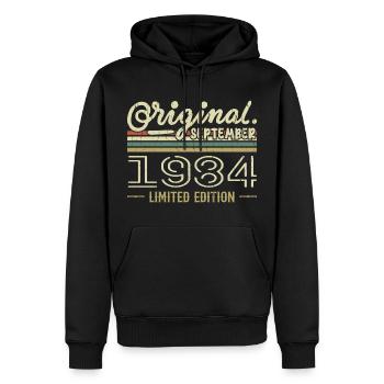 Septembre 1984 Cadeau Anniversaire September 1984 - Sweat à capuche Premium bio Homme - noir - Devant - Nico (187cm)