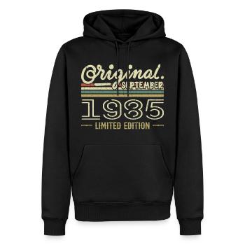 September 1985 Geburtstagsgeschenk September 1985 - Männer Premium Bio Hoodie - Schwarz - Vorne - Nico (187cm)