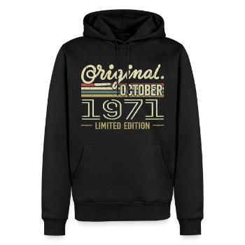 Geboren im Oktober 1971 Retro-Geburtstag Oktober 1971 - Männer Premium Bio Hoodie - Schwarz - Vorne - Nico (187cm)