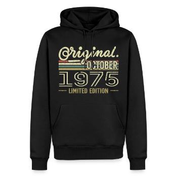 Geboren im Oktober 1975 Retro-Geburtstag Oktober 1975 - Männer Premium Bio Hoodie - Schwarz - Vorne - Nico (187cm)
