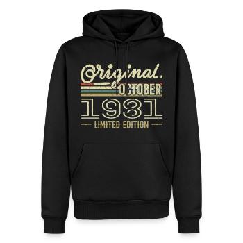 Born in October 1981 Retro Birthday October 1981 - Men’s Premium Organic Hoodie - black - Front - Nico (187cm)