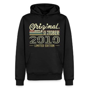 Born in October 2010 Retro Birthday October 2010 - Men’s Premium Organic Hoodie - black - Front - Nico (187cm)