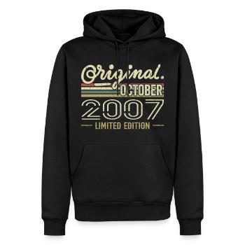 Born in October 2007 Retro Birthday October 2007 - Men’s Premium Organic Hoodie - black - Front - Nico (187cm)