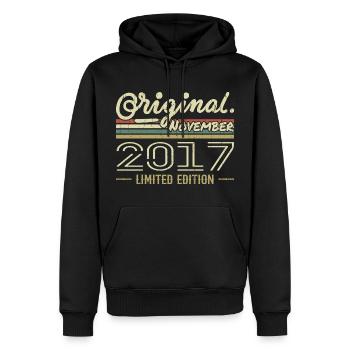 Novembre 2017 - Cadeau Anniversaire Novembre 2017 - Sweat à capuche Premium bio Homme - noir - Devant - Nico (187cm)