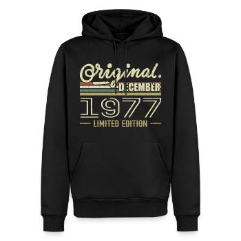 December 1977 Birthday December 1977 December - Men’s Premium Organic Hoodie - black - Front - Nico (187cm)