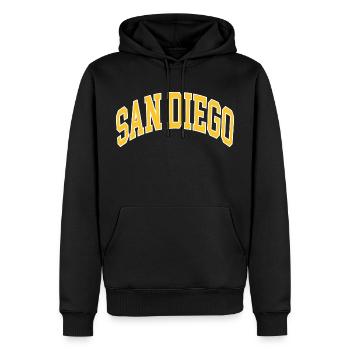 San Diego - Sweat à capuche Premium bio Homme - noir - Devant - Nico (187cm)