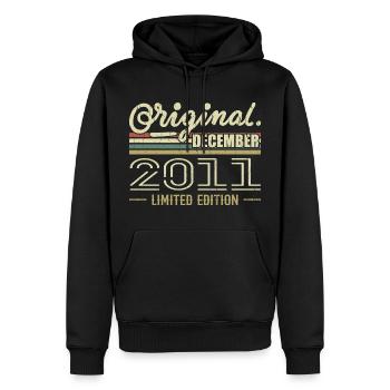 Décembre 2011 anniversaire Décembre 2011 Décembre - Sweat à capuche Premium bio Homme - noir - Devant - Nico (187cm)
